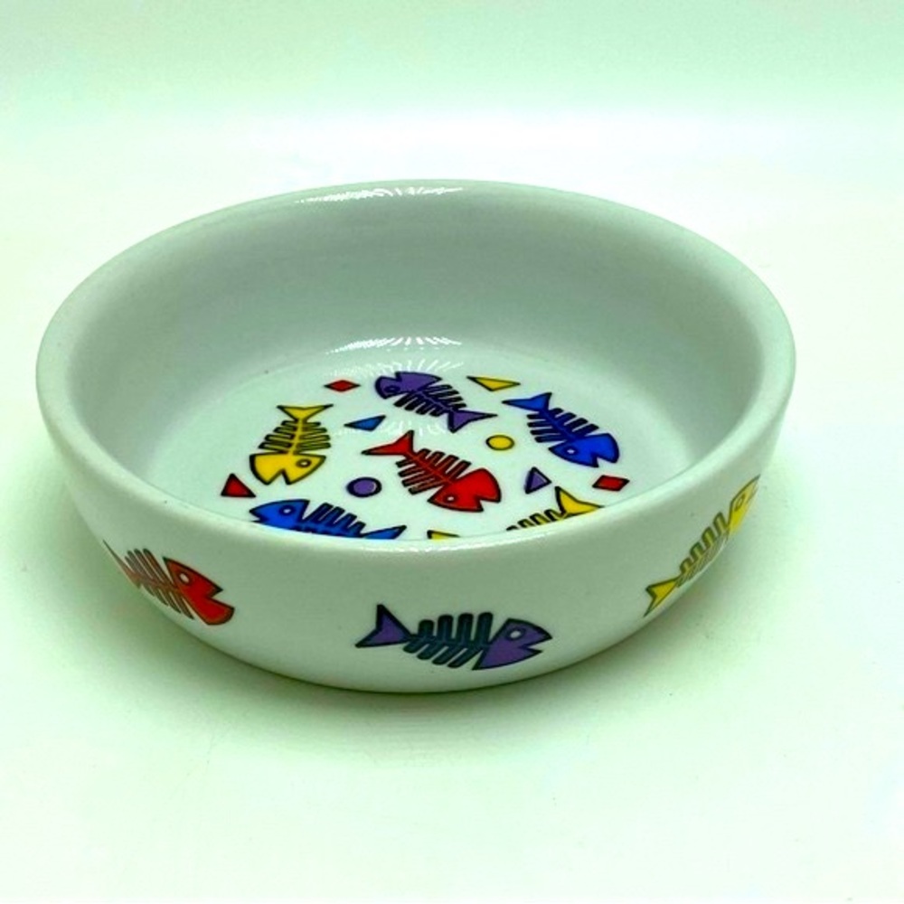 Colorful Fish Ceramic Cat Dish - Picture 3 of 3